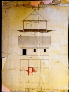 Rysunek projektu domku włościańskiego                           Fragment listu Kazimierza Kobylińskiego adresowanego do  wykonany prawdopodobnie                                                  starszego brata Tomasza.1 przez Kazimierza Kobylińskiego. 